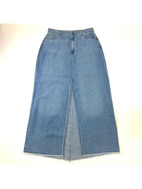 And Now This cotton denim split front maxi skirt Size 14 summer jean skirt
